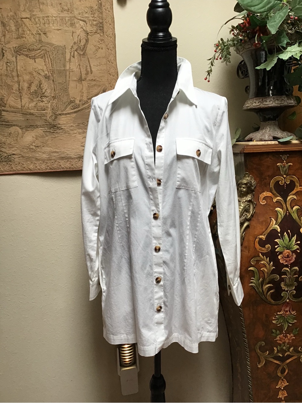 Soft Surroundings White Button-Front Shirt